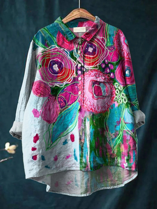 Skylar | Charming Vintage Floral Art Casual Shirt