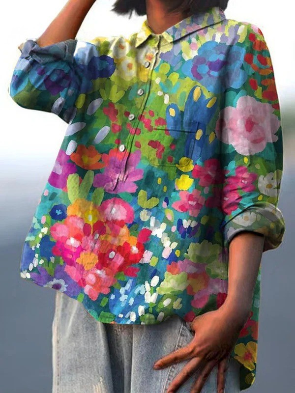 Jasimne | Casual Vintage Floral Art Shirt for Women
