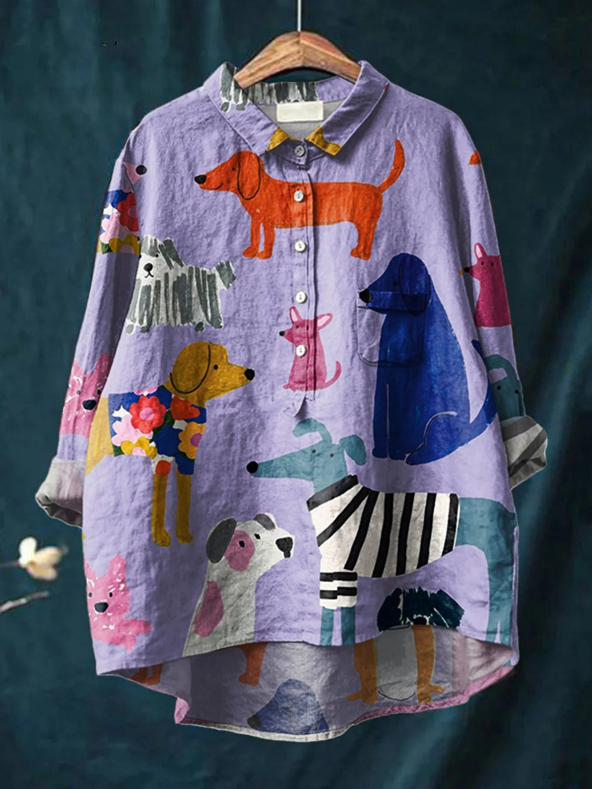 Coralie | Casual Art T-Shirt for Women with Dog