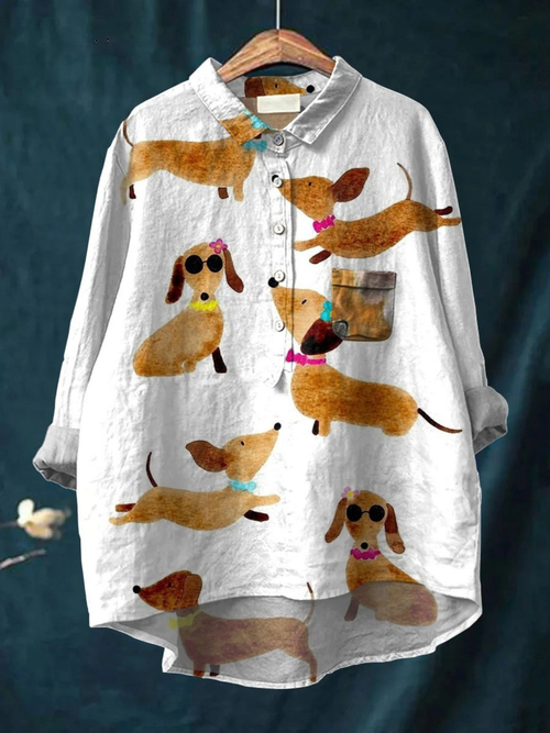 Allyson | Cute Dachshund Dog Art Print Casual T-Shirt