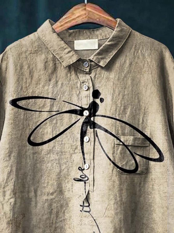 Anaïs | Elegant Dragonfly Print Casual Shirt for Women